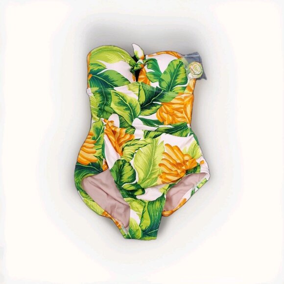 Kona Sol Other - Women's Banana Print Pique Bandeau Full Coverage One Piece Swimsuit Kona Sol S
